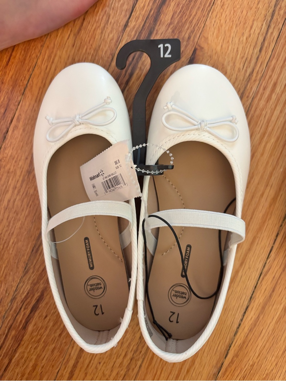 wonder nation White Girls Mary Jane Dress Shoes with Bow - Size 12